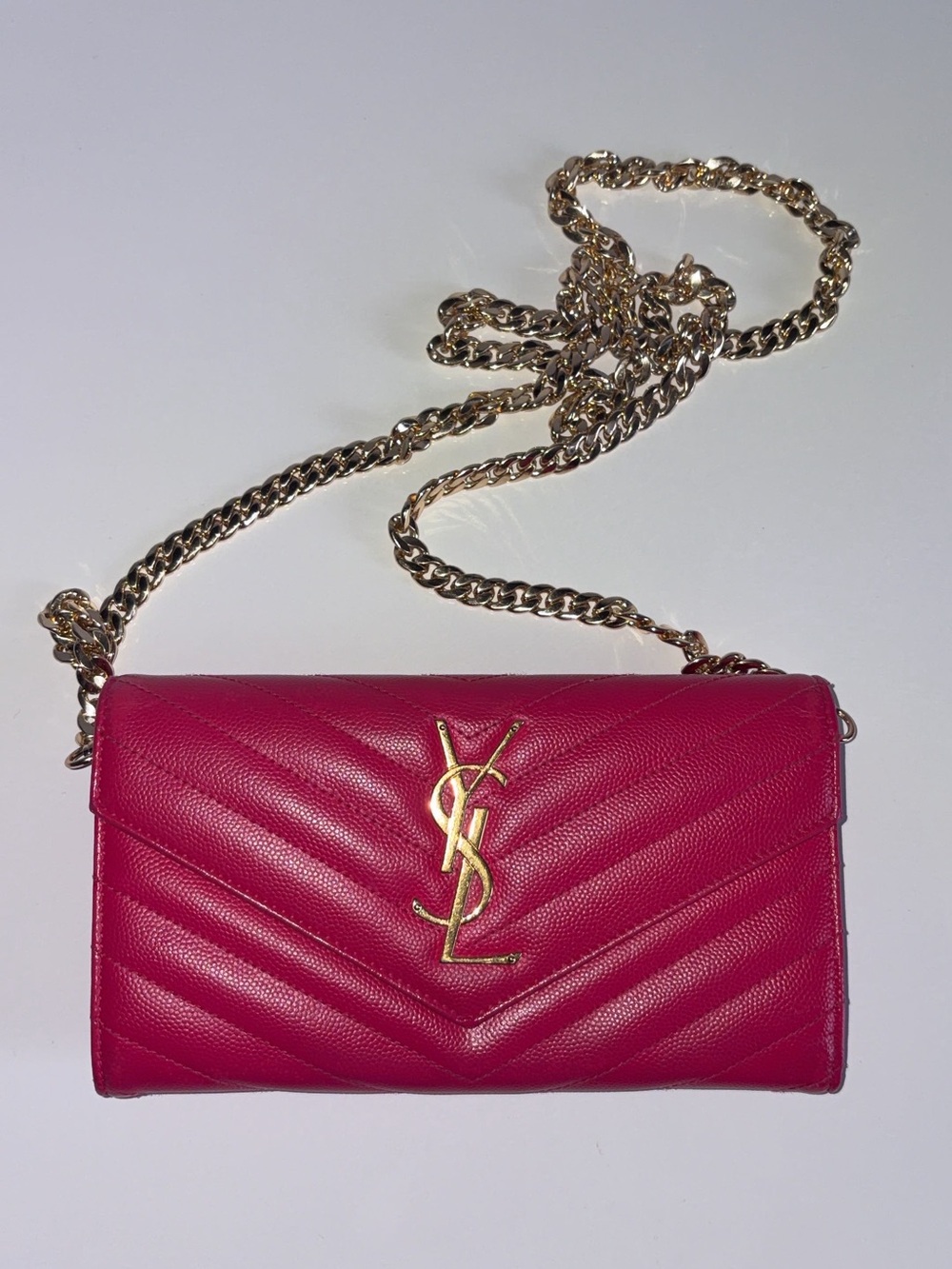 Saint Laurent Hot Pink Quilted Wallet